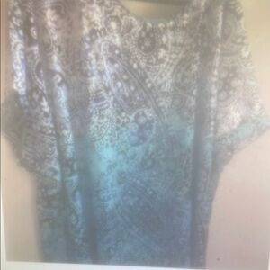 Chic Blue and Gray Paisley Blouse
